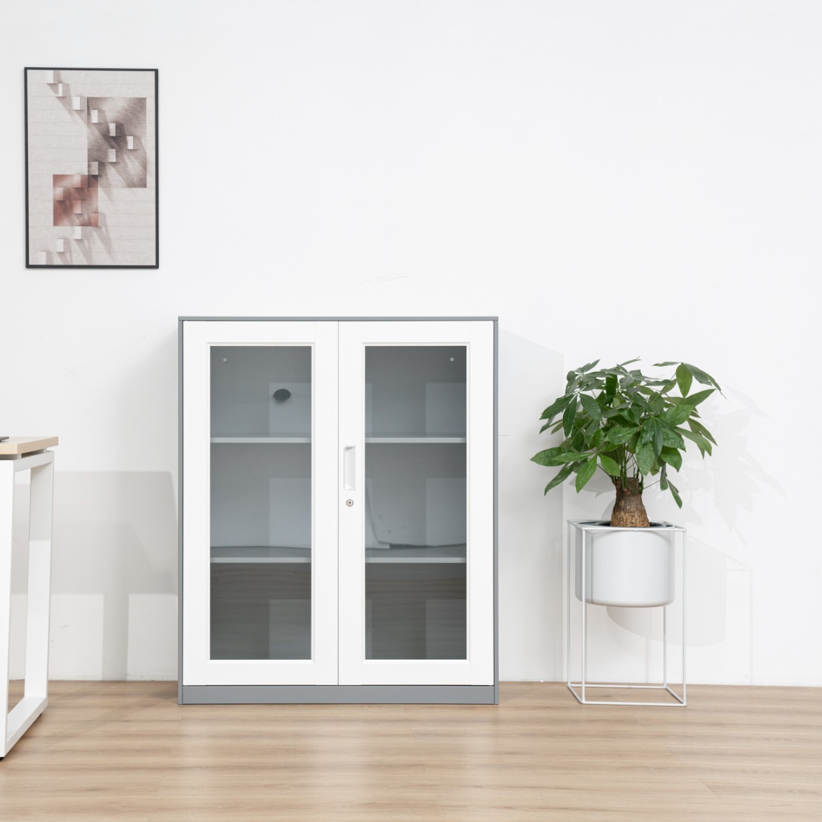 Grey-White Steel Office Filing Cabinet Series