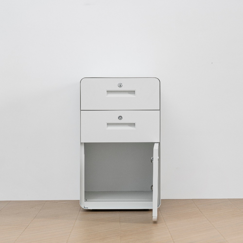  Minimalist Rounded-Corner Storage Cabinet with Two Drawers and One Door （Price On Request）