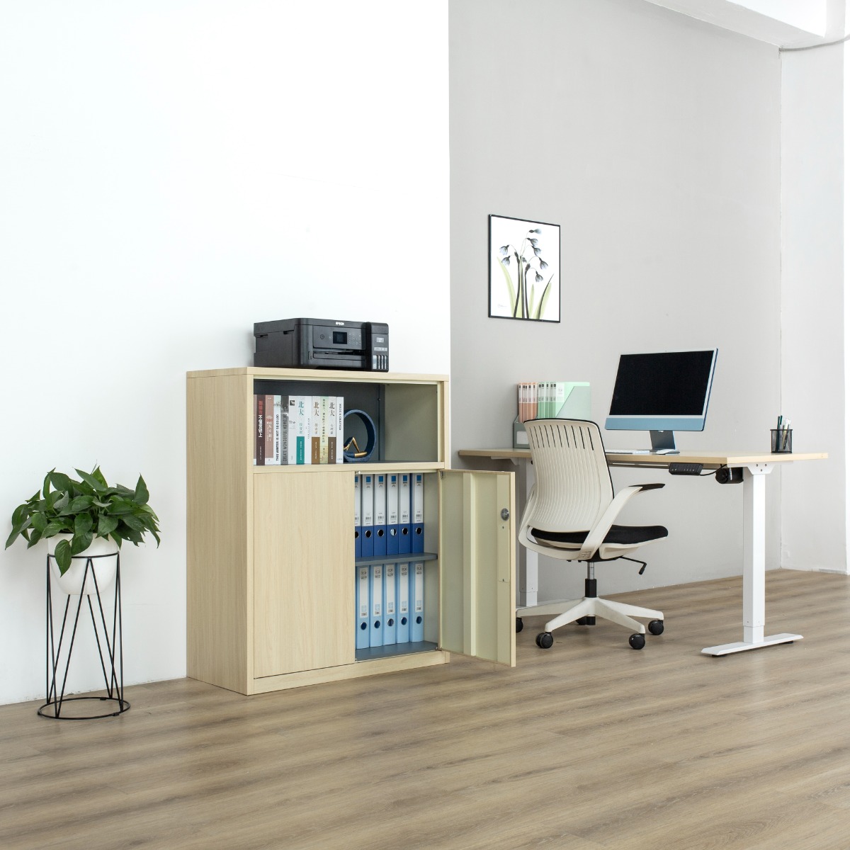 Natural Wood-Finish Transfer-Printed Steel Cabinet Series — File Cabinets（Price On Request）