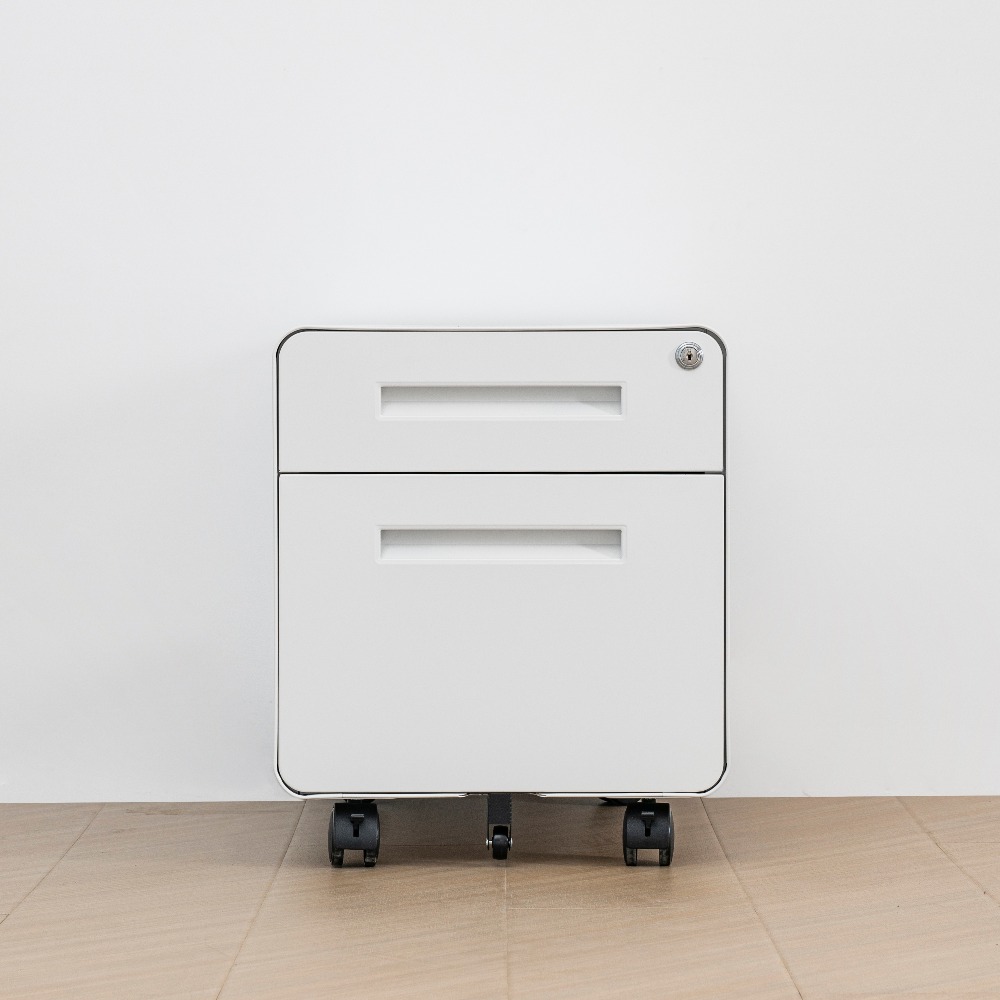White Steel Mobile Filing Cabinet with Two Drawers（Price On Request）