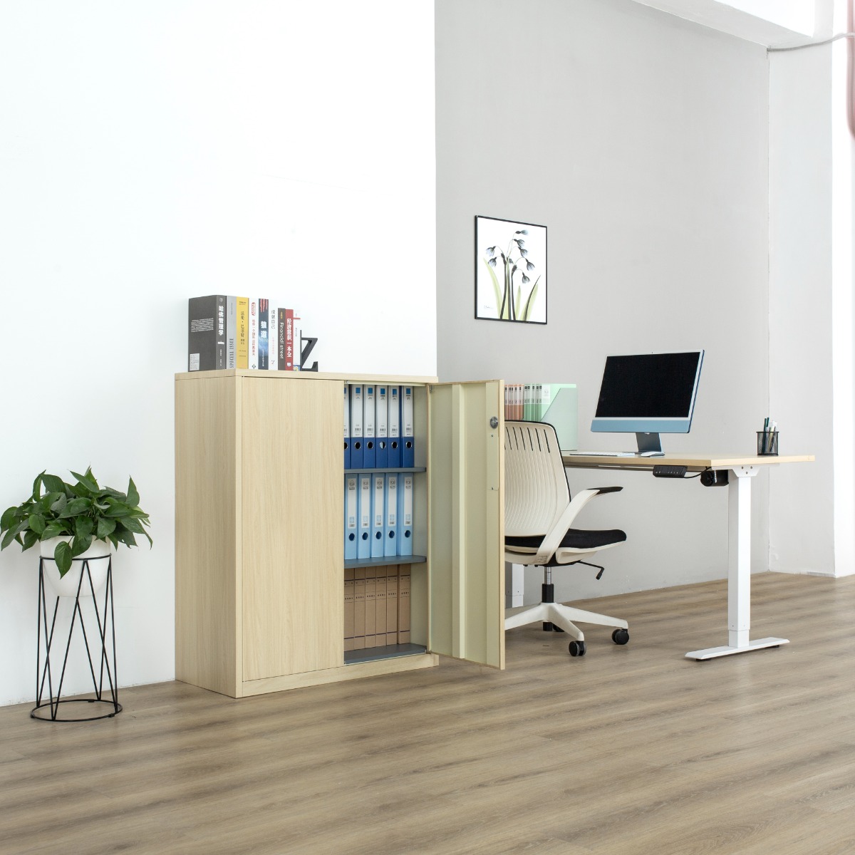 Natural Wood-Finish Transfer-Printed Steel Cabinet Series — File Cabinets（Price On Request）