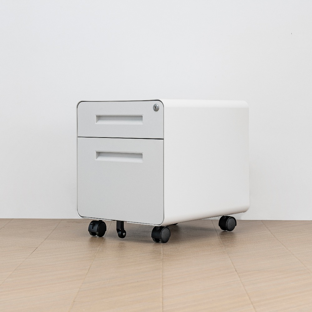 White Steel Mobile Filing Cabinet with Two Drawers（Price On Request）