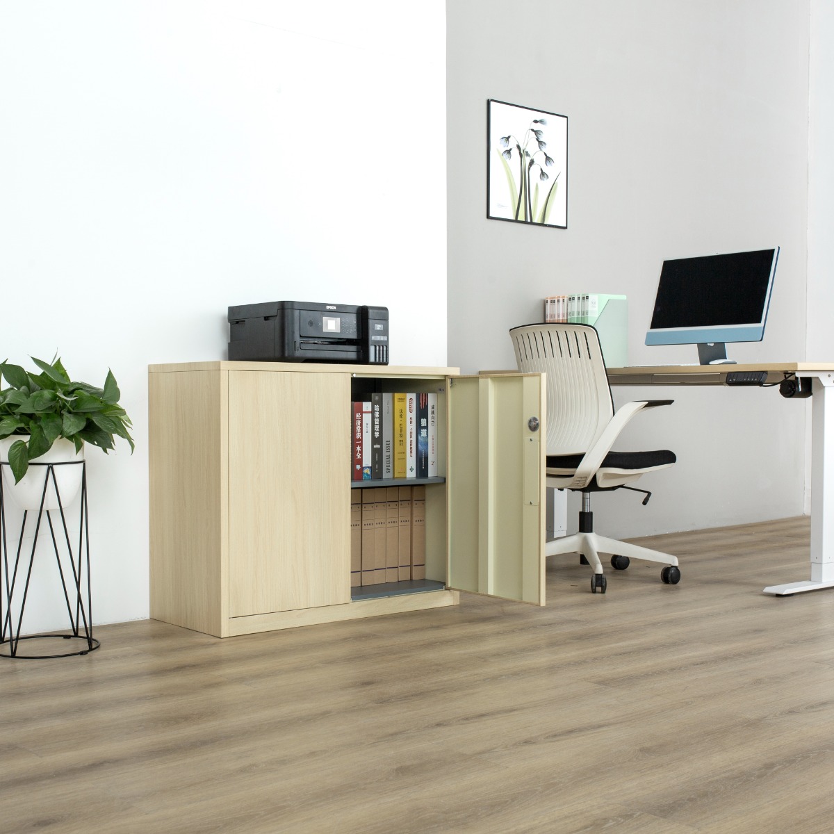 Natural Wood-Finish Transfer-Printed Steel Cabinet Series — File Cabinets（Price On Request）