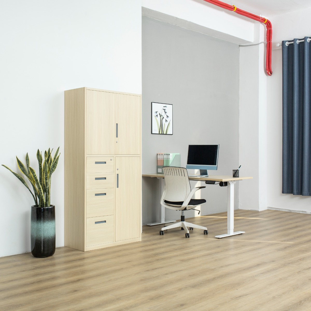 Natural Wood-Finish Transfer-Printed Steel Cabinet Series — File Cabinets（Price On Request）