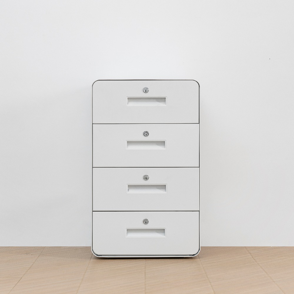 Modern Minimalist Steel Rounded-Corner Four-Drawer Mobile Office Filing Cabinet（Price On Request）