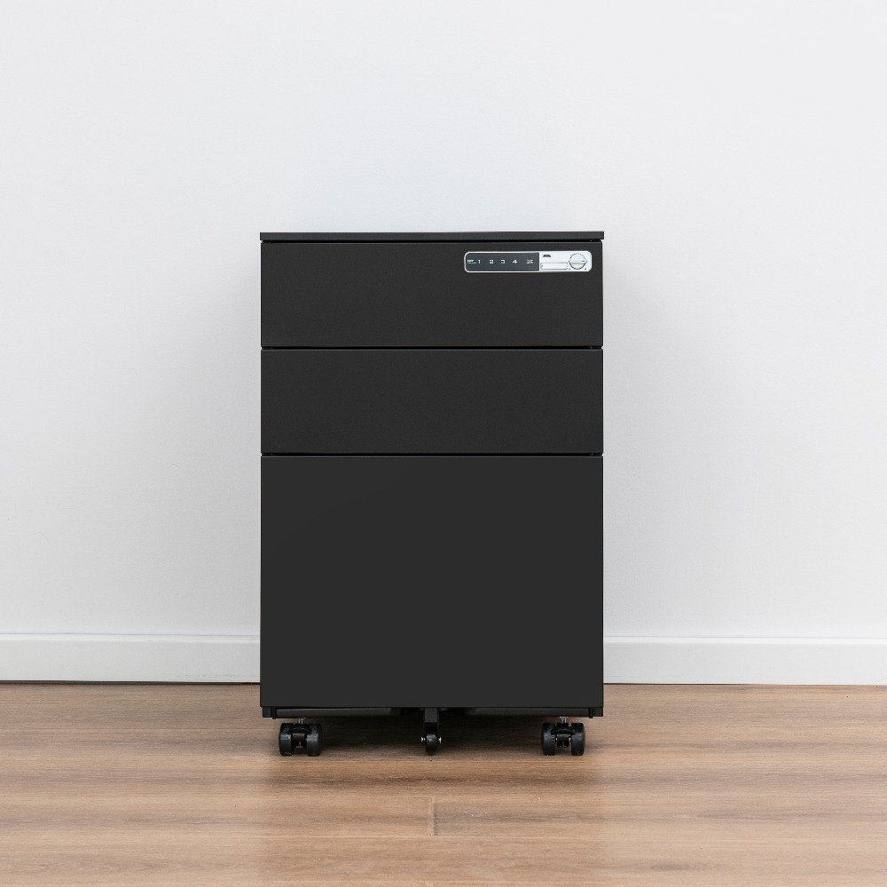 Minimalist White Steel Three-Drawer Mobile Office Filing Cabinet with Electronic Lock  （Price On Request）
