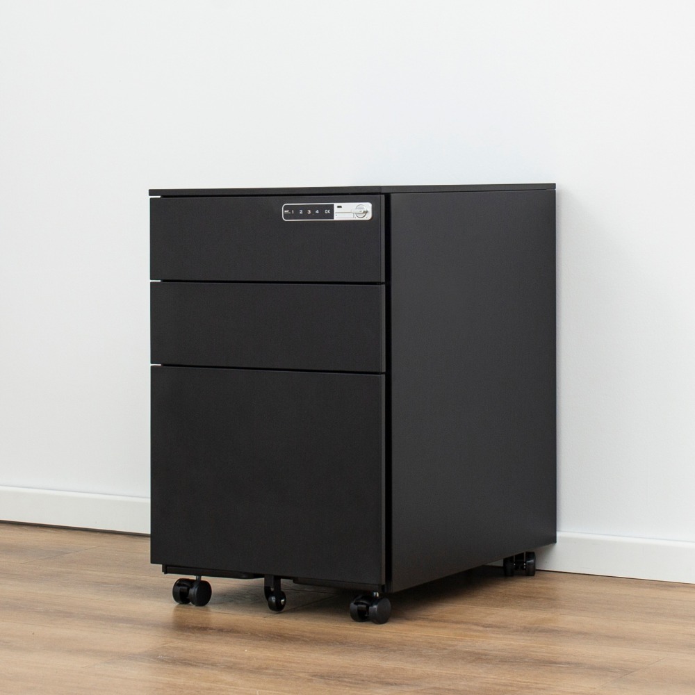 Minimalist White Steel Three-Drawer Mobile Office Filing Cabinet with Electronic Lock  （Price On Request）