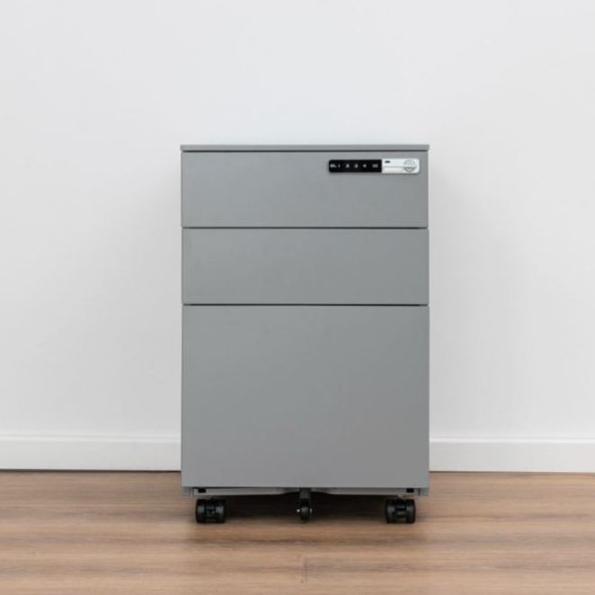 Minimalist White Steel Three-Drawer Mobile Office Filing Cabinet with Electronic Lock  （Price On Request）