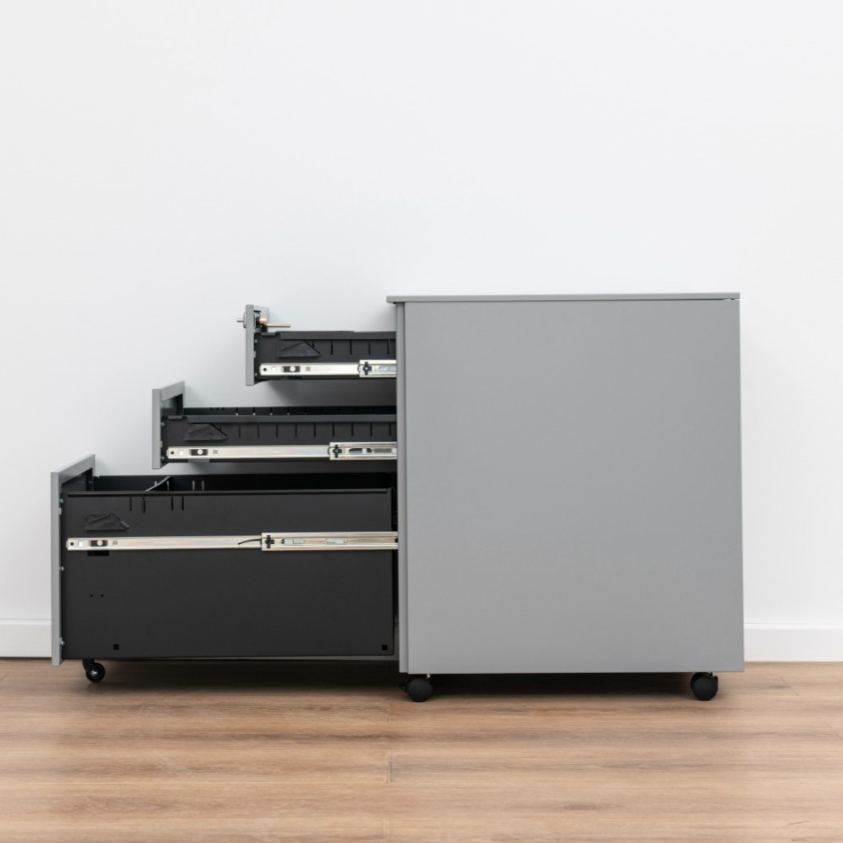 Minimalist White Steel Three-Drawer Mobile Office Filing Cabinet with Electronic Lock  （Price On Request）