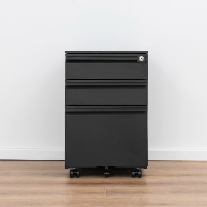  Modern Minimalist Gooseneck Handle Three-Tier Mobile Steel Filing Cabinet （Price On Request）