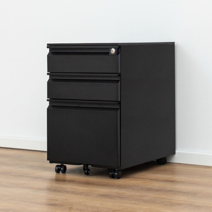  Modern Minimalist Gooseneck Handle Three-Tier Mobile Steel Filing Cabinet （Price On Request）