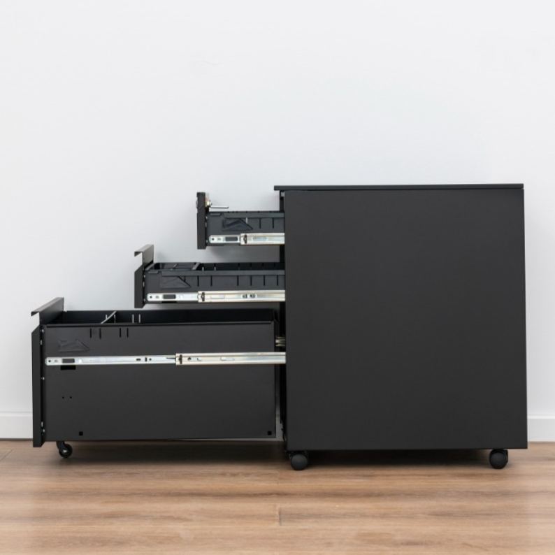  Modern Minimalist Gooseneck Handle Three-Tier Mobile Steel Filing Cabinet （Price On Request）