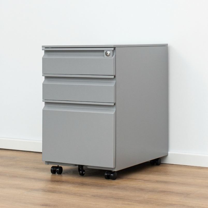  Modern Minimalist Gooseneck Handle Three-Tier Mobile Steel Filing Cabinet （Price On Request）