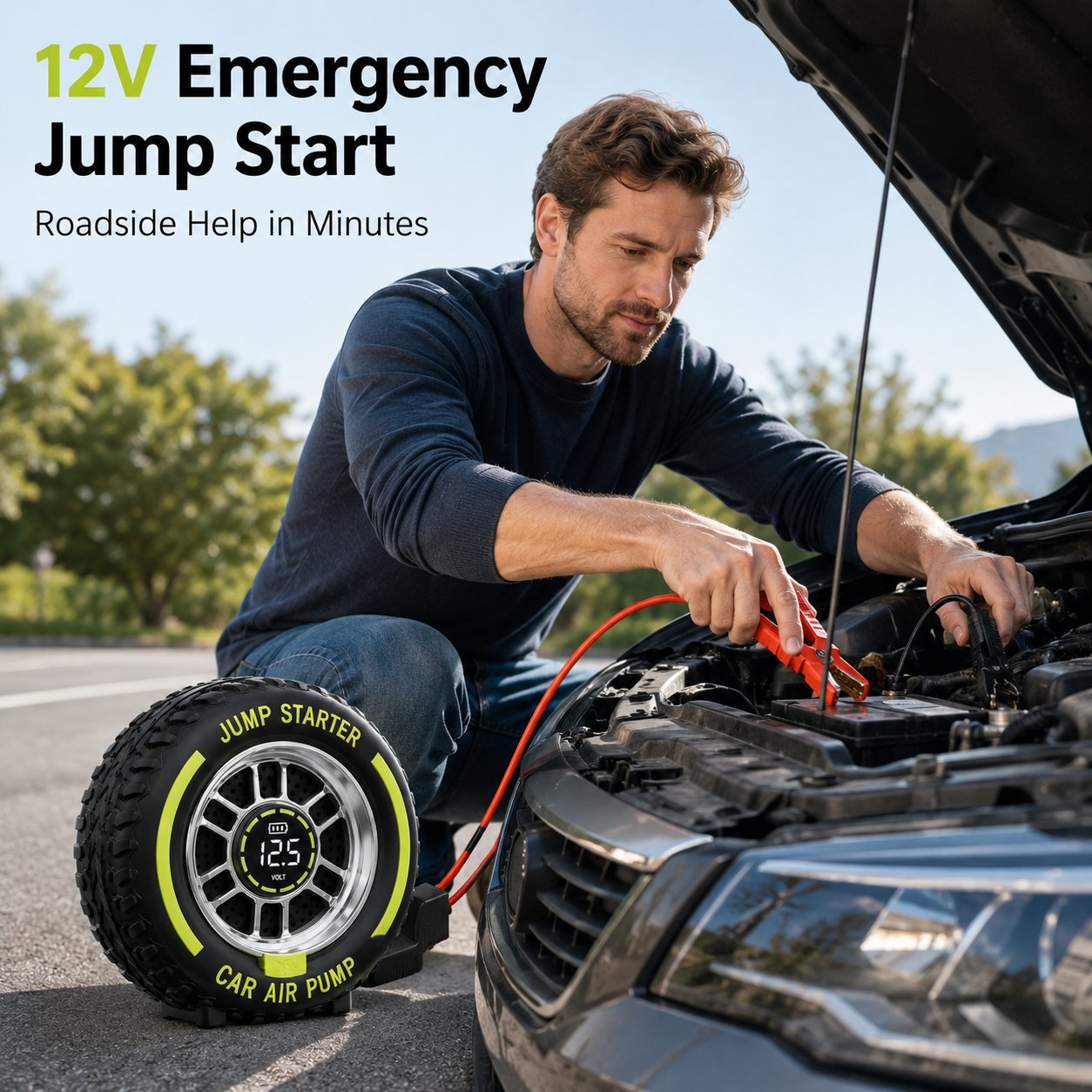 2-in-1 Roadside Emergency Jump Starter & 150 PSI Tire Inflator
