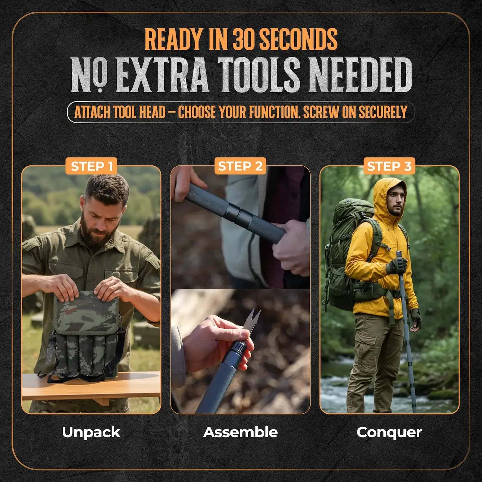 Last Day Sale for $35.59💥15-in-1 Tactical Trekking Stick
