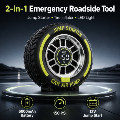 2-in-1 Roadside Emergency Jump Starter & 150 PSI Tire Inflator