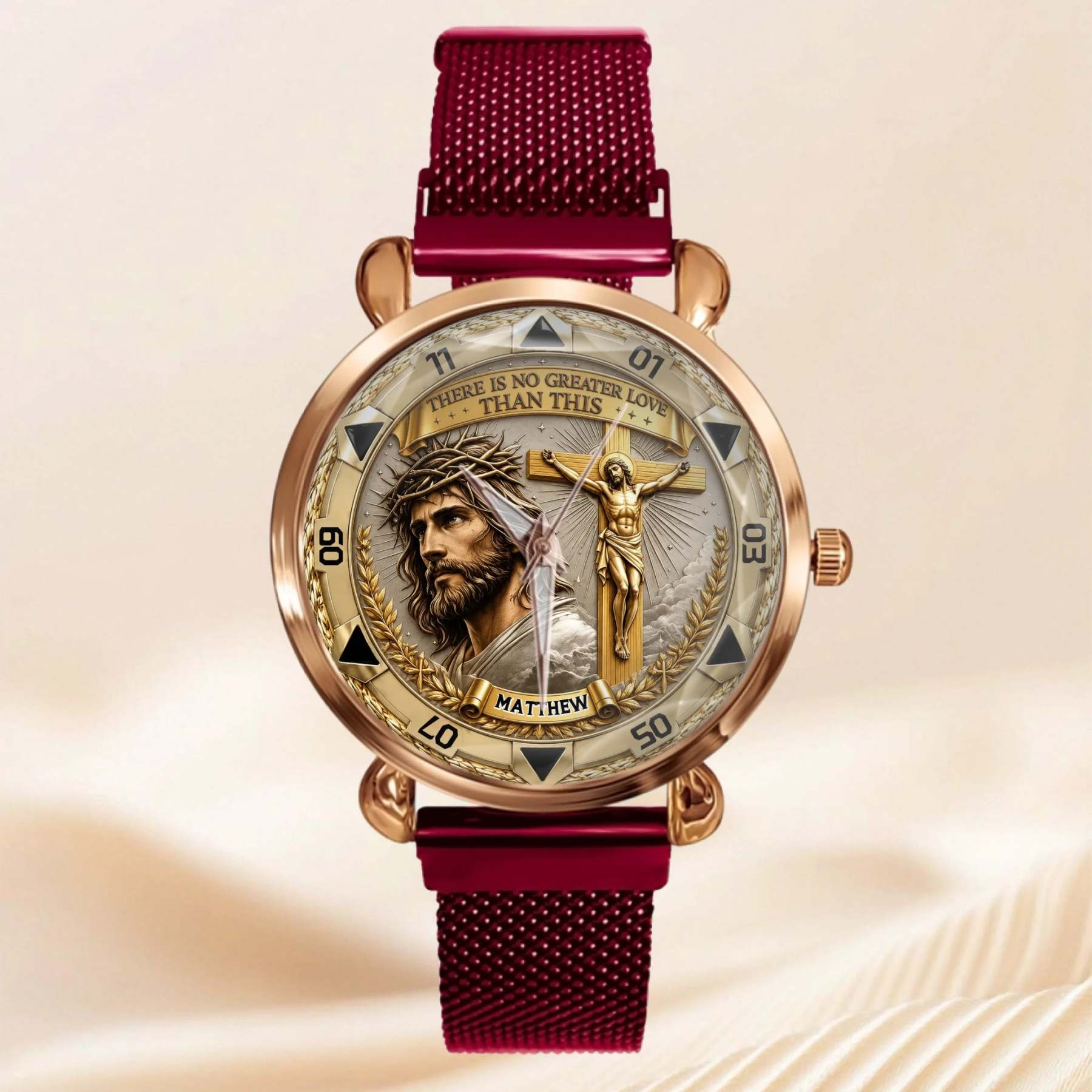 Jesus Christ Crucifix Watch - Christian Faith Gift For Men, Christian Families