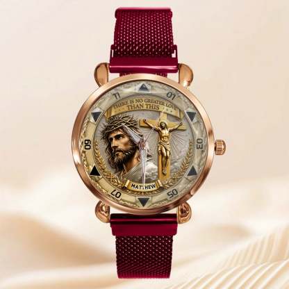 Jesus Christ Crucifix Watch - Christian Faith Gift For Men, Christian Families