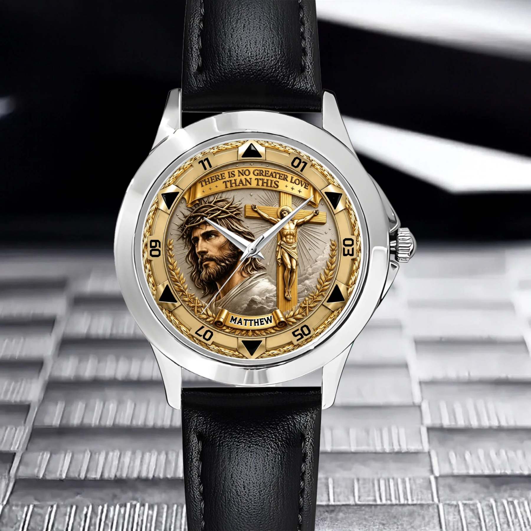 Jesus Christ Crucifix Watch - Christian Faith Gift For Men, Christian Families