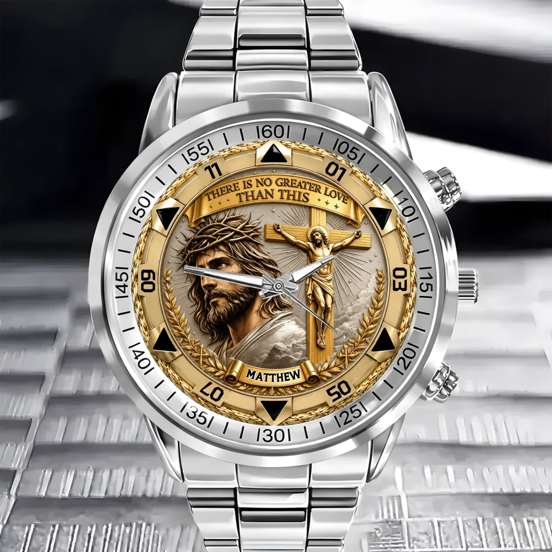 Jesus Christ Crucifix Watch - Christian Faith Gift For Men, Christian Families