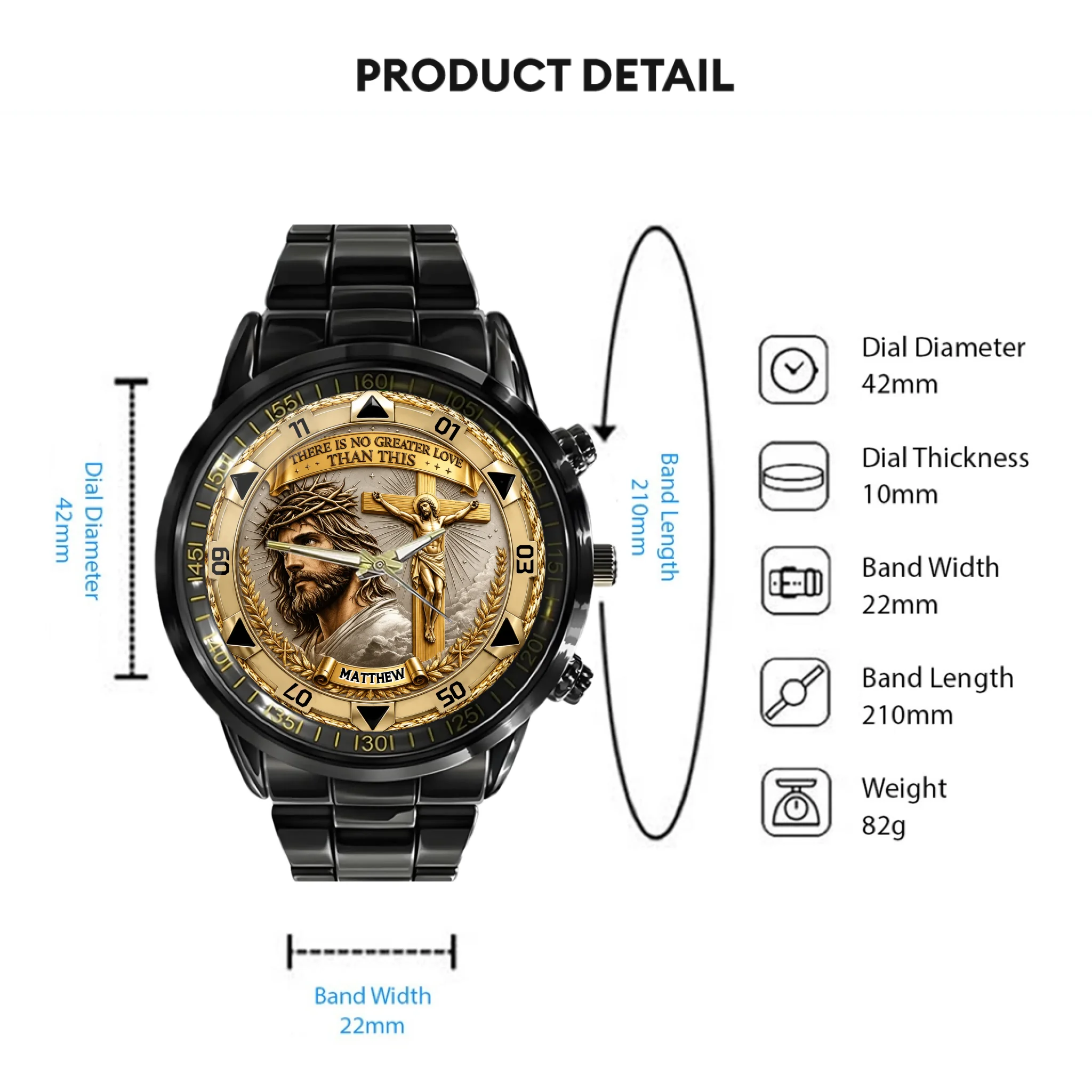 Jesus Christ Crucifix Watch - Christian Faith Gift For Men, Christian Families