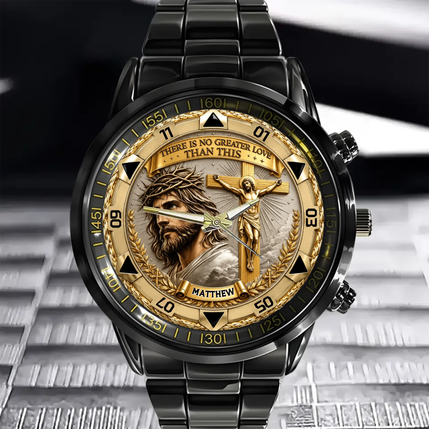Custom Jesus Christ Crucifix Watch - Personalized Name Watch - Christian Faith Gift For Men, Christian Families