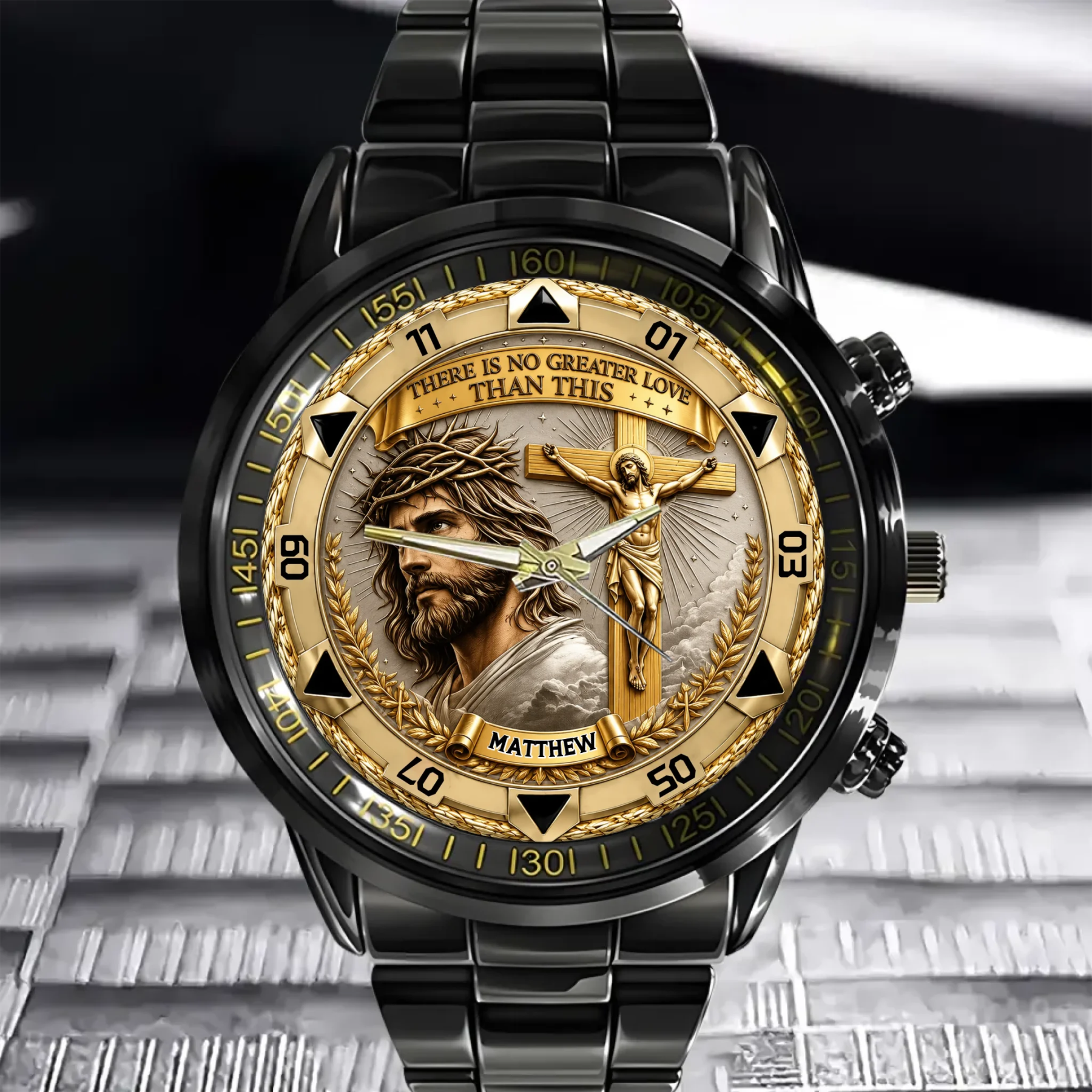 Custom Jesus Christ Crucifix Watch - Personalized Name Watch - Christian Faith Gift For Men, Christian Families