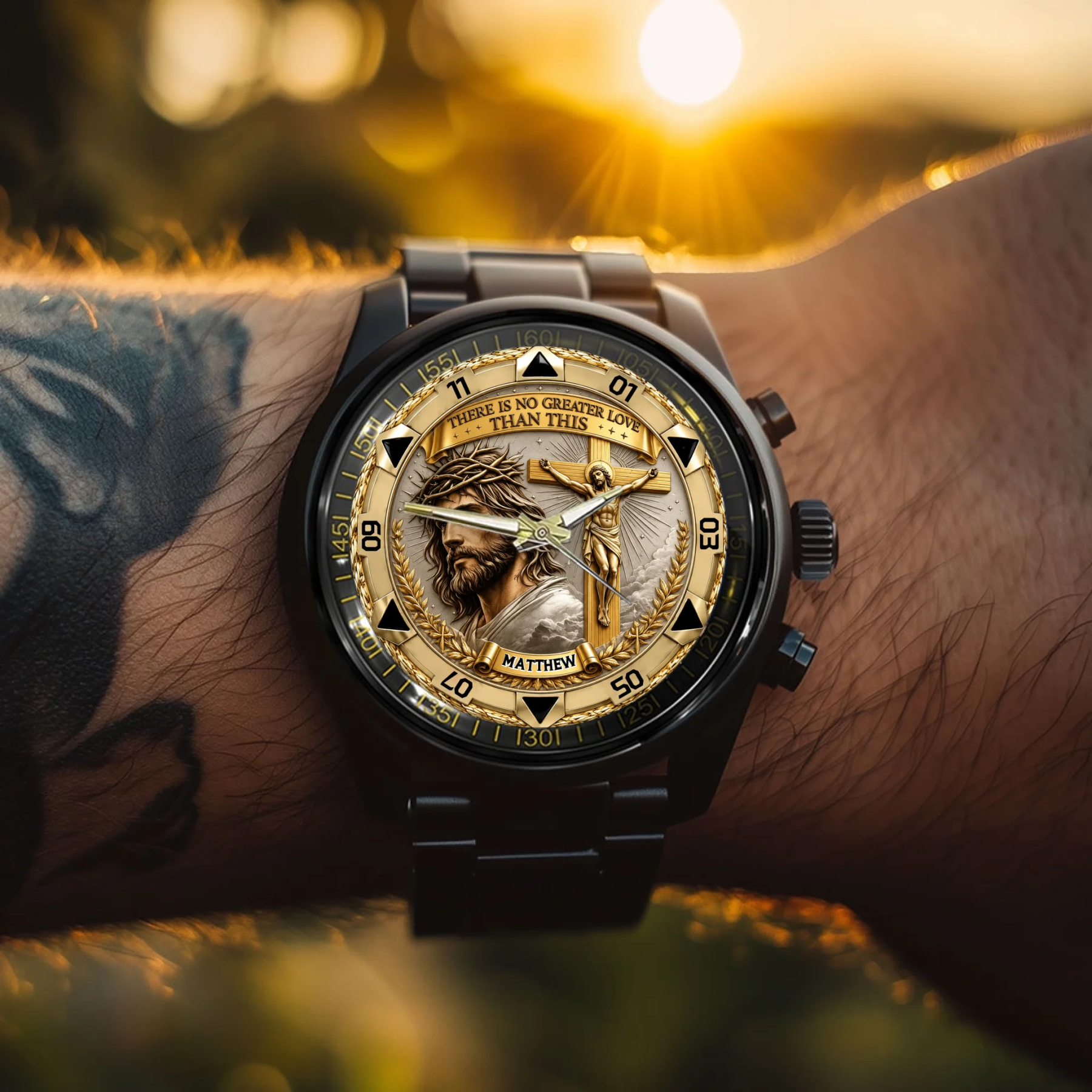 Jesus Christ Crucifix Watch - Christian Faith Gift For Men, Christian Families