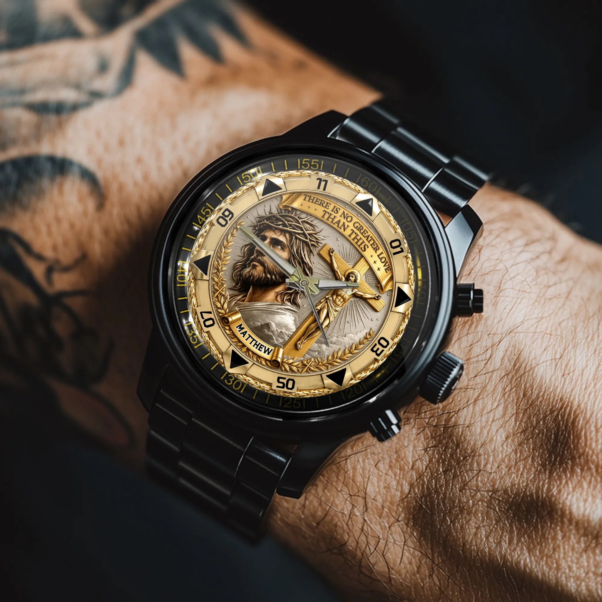 Jesus Christ Crucifix Watch - Christian Faith Gift For Men, Christian Families