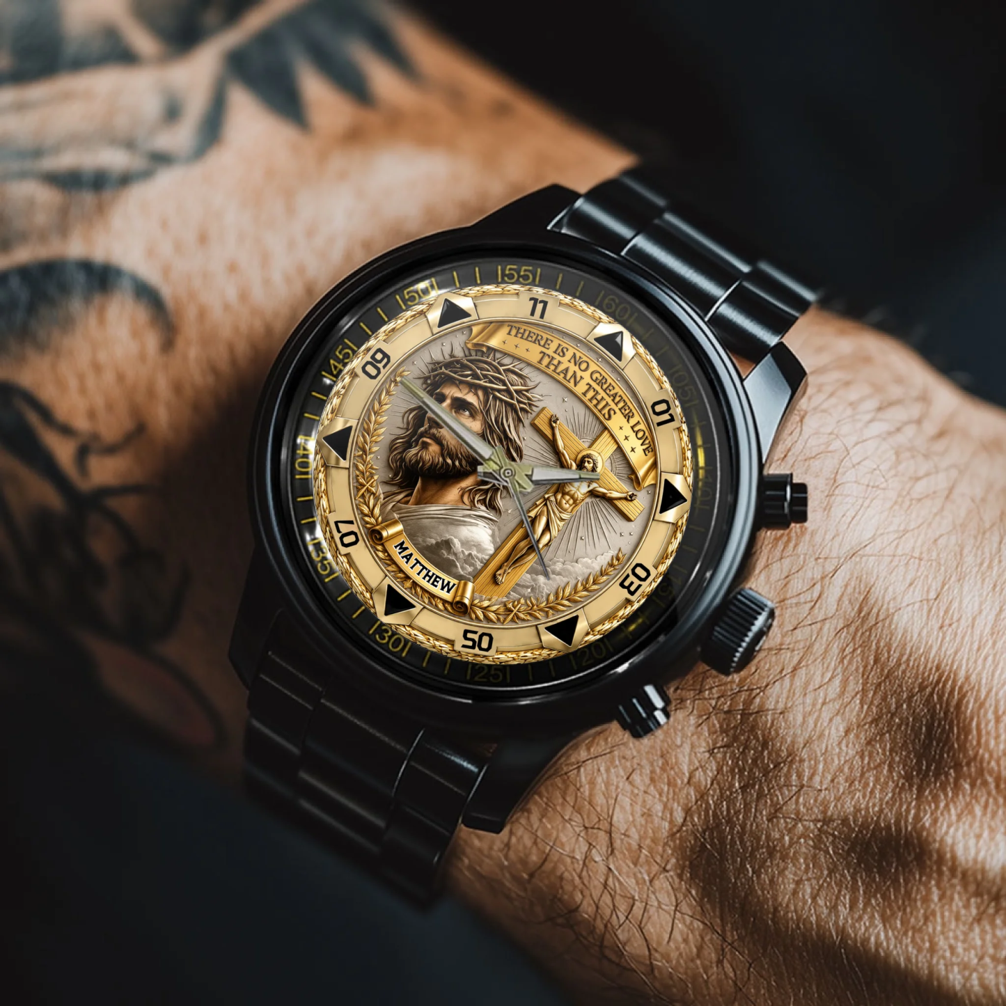 Jesus Christ Crucifix Watch - Christian Faith Gift For Men, Christian Families