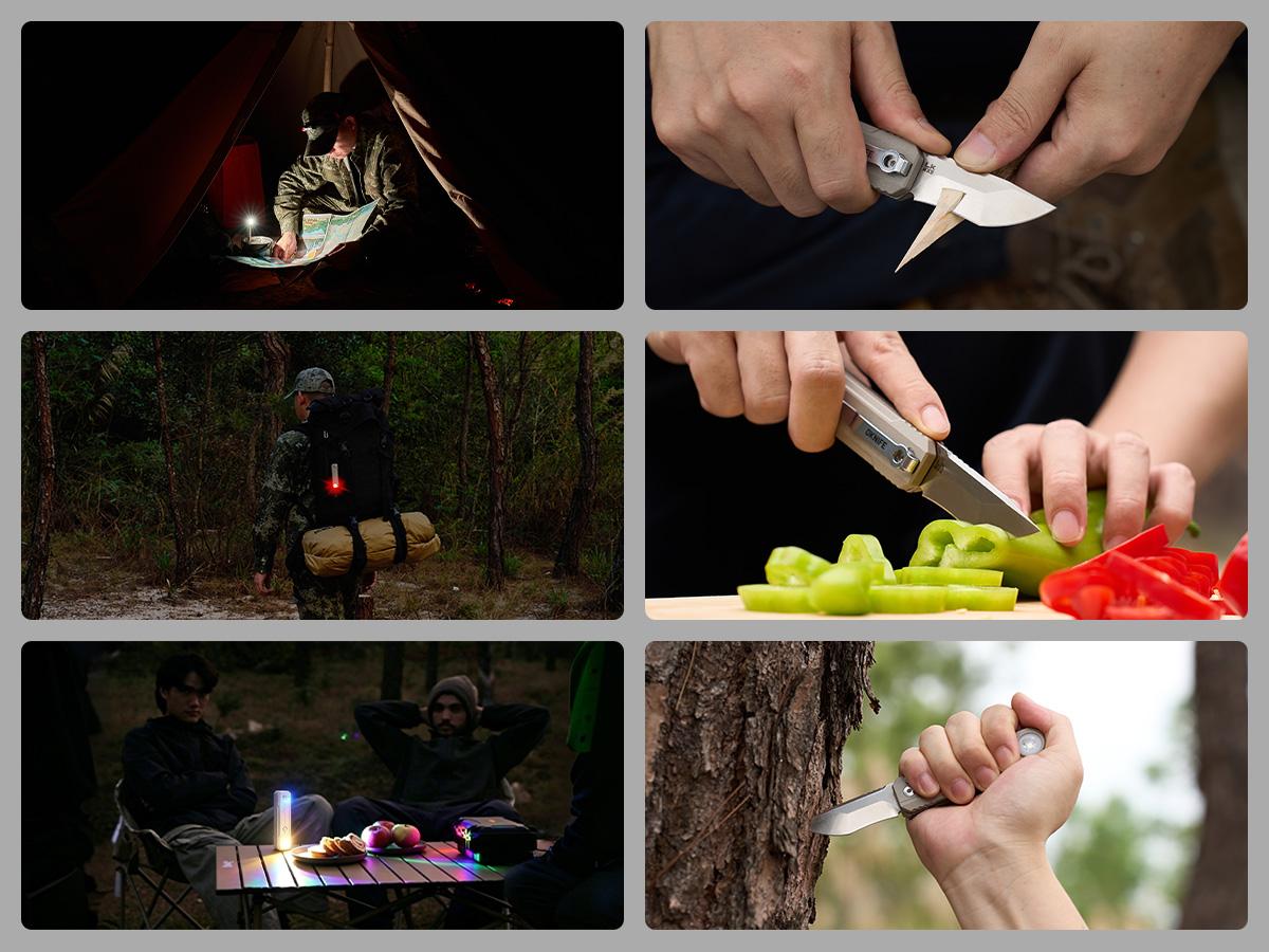 OKNIFE LK 2-in-1 EDC Gear, M390 Blade + USB-C Rechargeable Flashlight, Compact Everyday Carry Utility, Home & Camping Use, Outdoor, Innovative Design for Everyday Carry