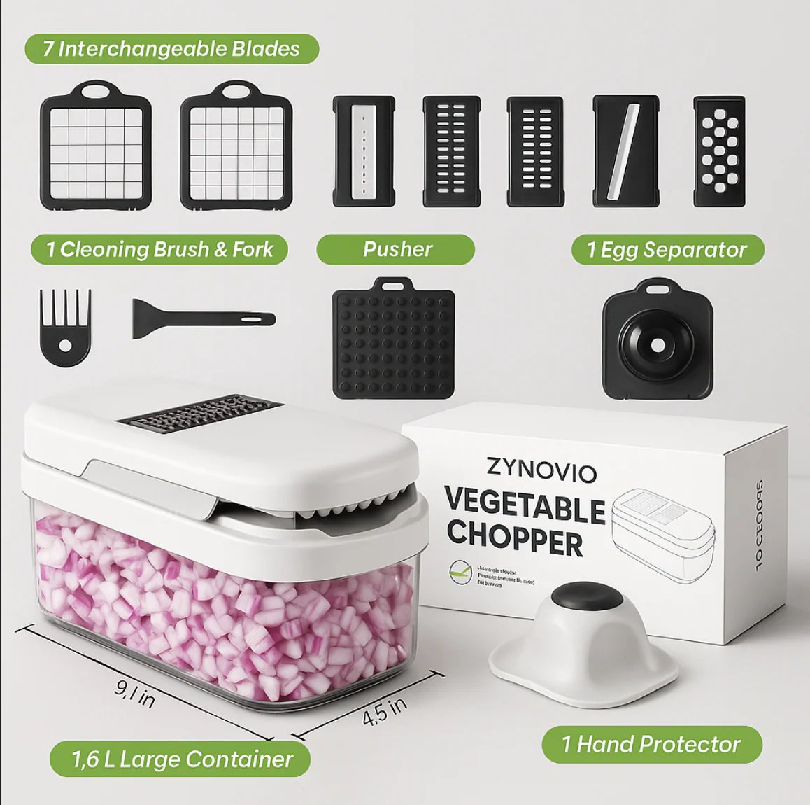 🥕🥕15-in-1 Vegetable Chopper- Multifunctional Food Chopper,Professional Onion Chopper with 8 Blades✨