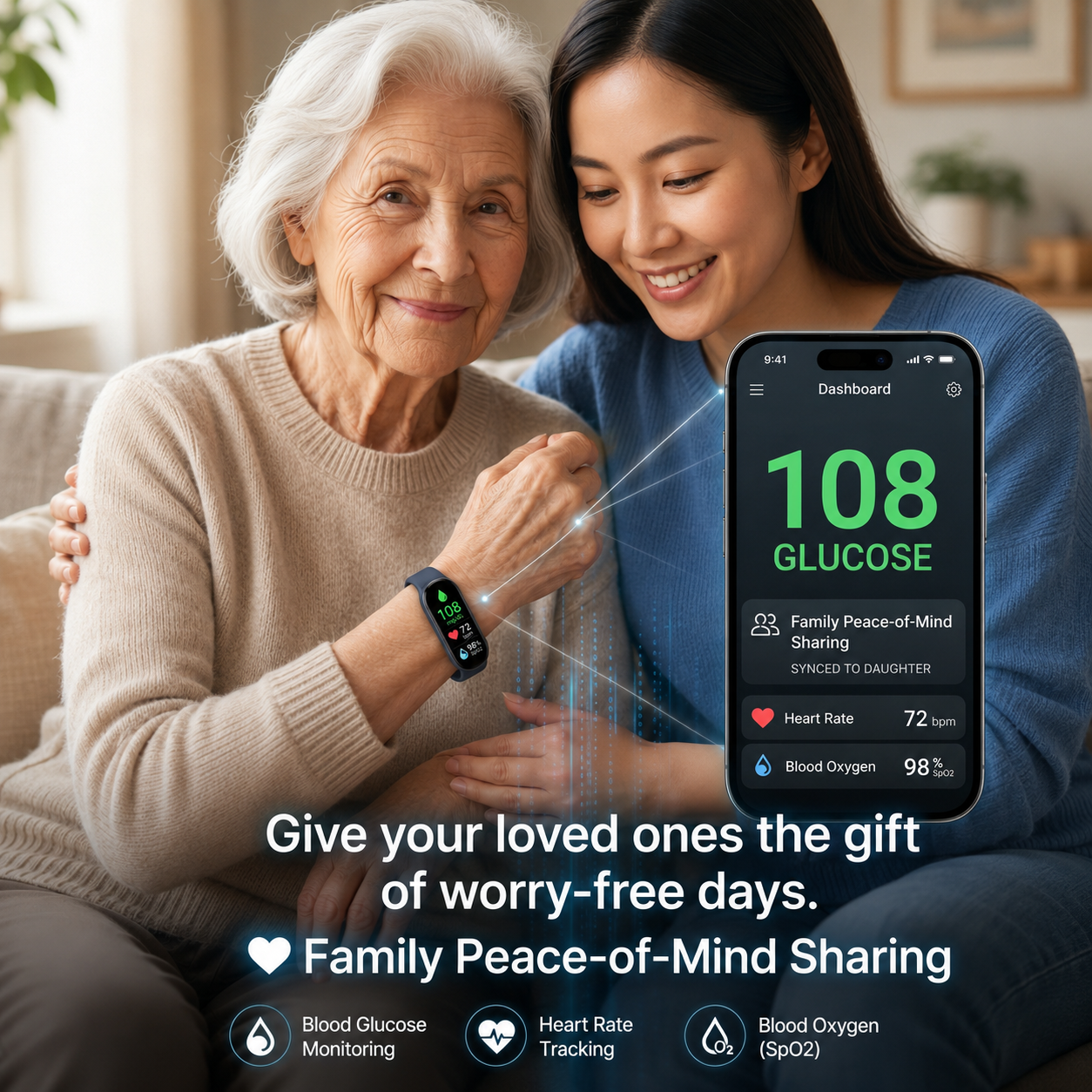 🏆 2026 M9 Non-Invasive Smart Band 📈12 health reports - No-Prick