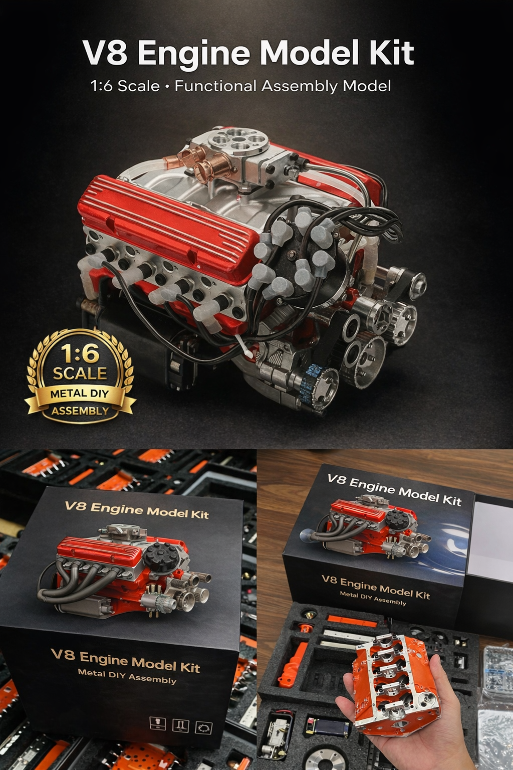 🔥 Warehouse Clearance🏆 Gasoline OHV V8 Small-block Engine Model Kits
