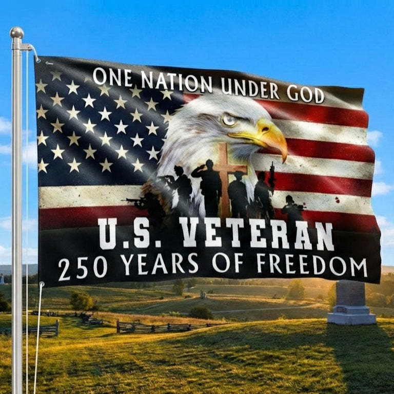 America 250th Anniversary Flag, US Veteran Semiquincentennial 1776 2026 Grommet Flag