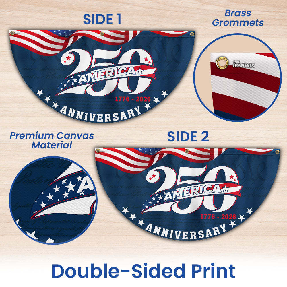 Patriotic American 1776 2026 Flag, 250 Years Semiquincentennial Fan Flag