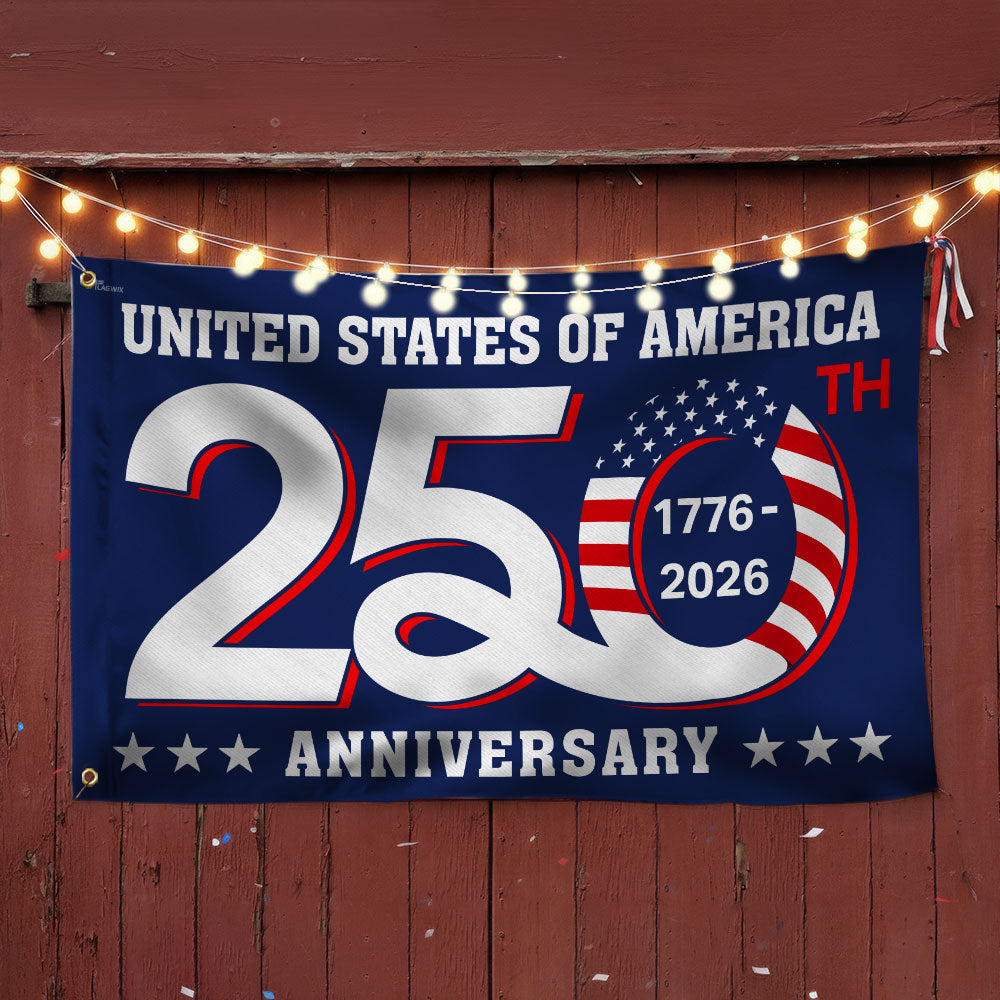 Patriotic 250th Anniversary 1776 2026 United States of America Semiquincentennial Grommet Flag