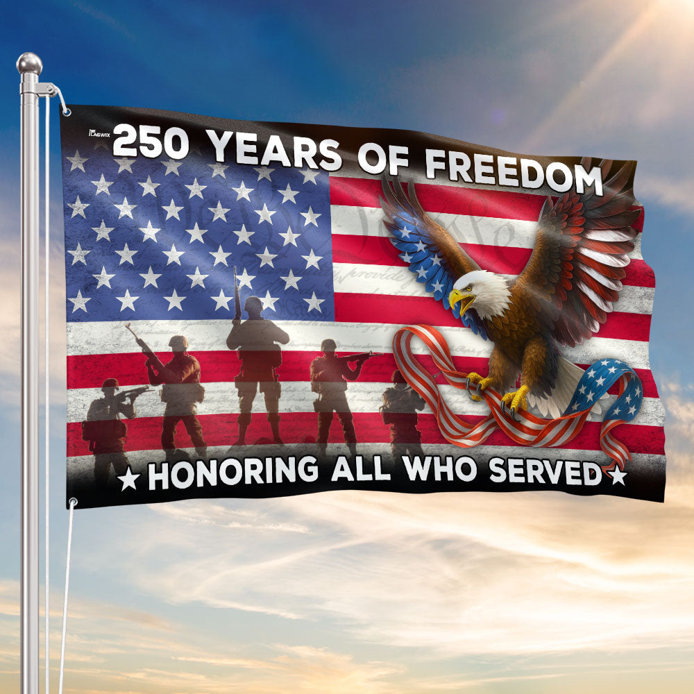 250 Years of Freedom Flag | American Eagle Veterans Grommet Flag