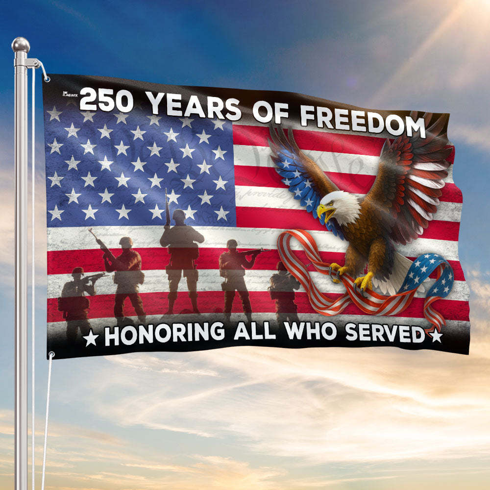250 Years of Freedom Flag | American Eagle Veterans Grommet Flag
