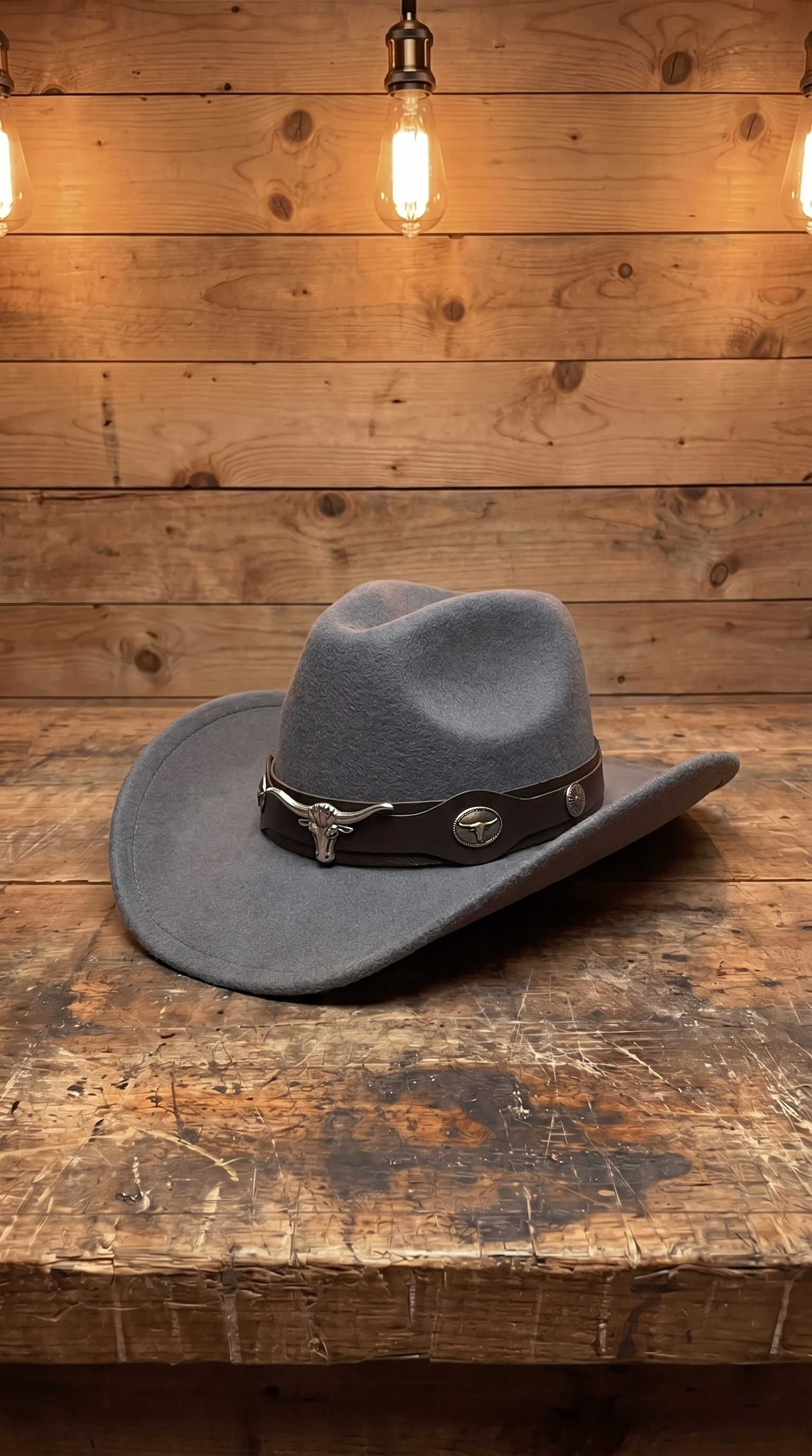 Handcrafted Black Western Cowboy Hat – Bull Skull Leather Band