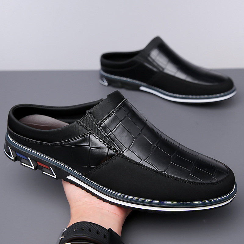 Men's Fashion Calfskin Leather Slippers