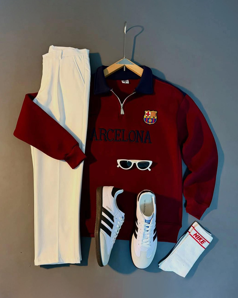 Half-Zip Stand-Collar Casual Set