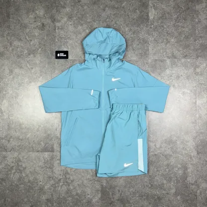 Nike UV Windrunner Jacket Denim Turquoise & Denim Challenger Shorts Set