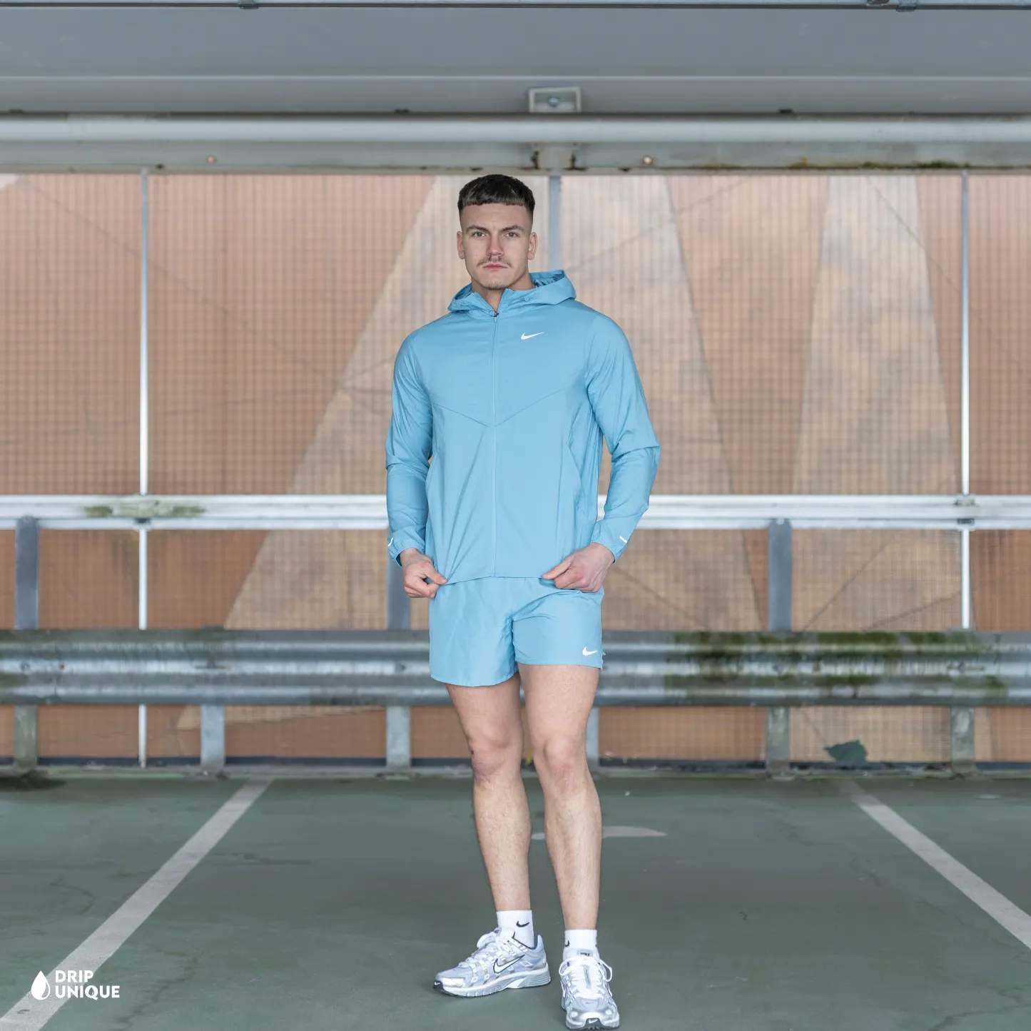 Nike UV Windrunner Jacket Denim Turquoise & Denim Challenger Shorts Set