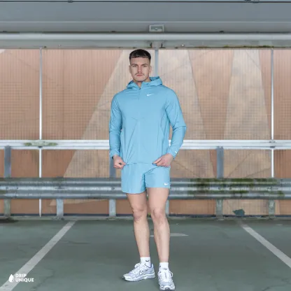 Nike UV Windrunner Jacket Denim Turquoise & Denim Challenger Shorts Set