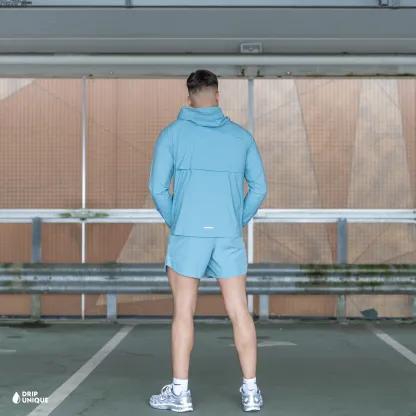 Nike UV Windrunner Jacket Denim Turquoise & Denim Challenger Shorts Set