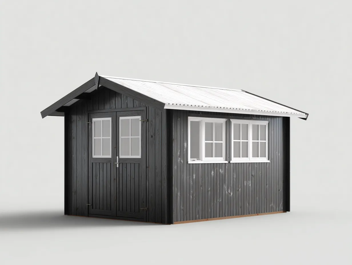 Gartenhäuser - Holz-Glas - 336 x 246 x 258 cm - Dunkelgrau-Weiß - Klassisch-Roommyio