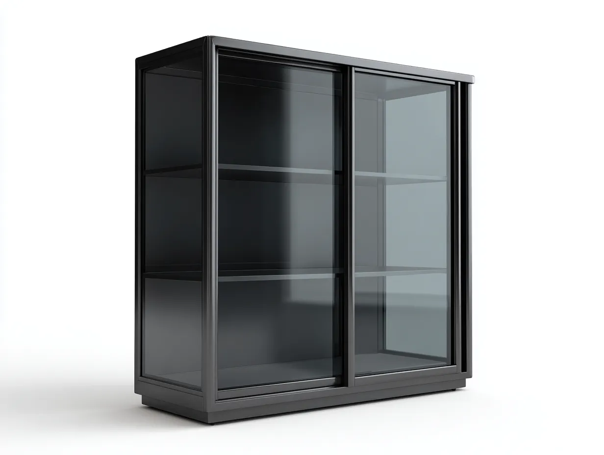 Vitrine - Glas-Metall - 95x42x105 cm - Schwarz - Modern-Roommyio
