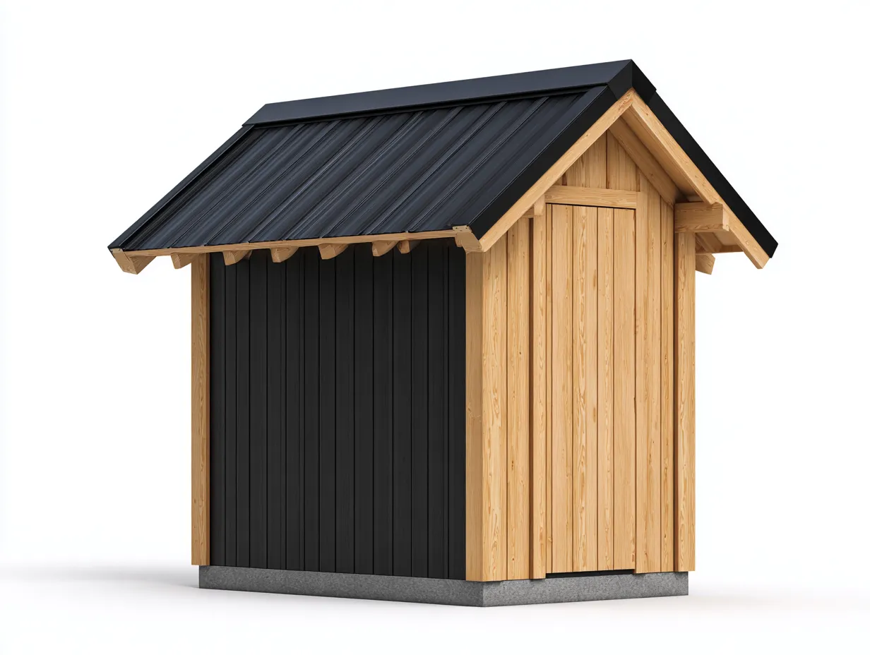 Gartenhäuser - Holz-Metall - 204 x 178 x 226 cm - Naturholz-Schwarz - Klassisch-Roommyio