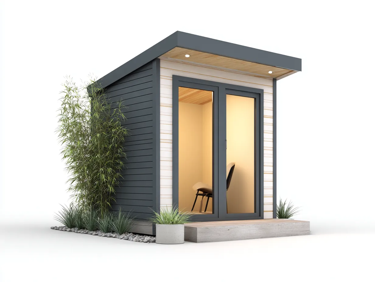 Gartenhäuser - Holz-Glas-Metall - 268 x 214 x 236 cm - Grau-Beige - Modern-Roommyio